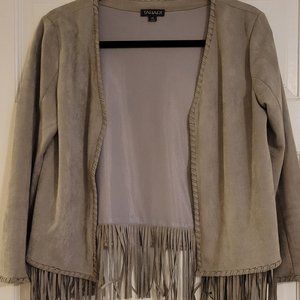 Tahari Microsuede Jacket, Grey, Size XS